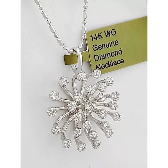 Genuine 0.26 Cts Diamond Pendant Necklace 14k White Gold